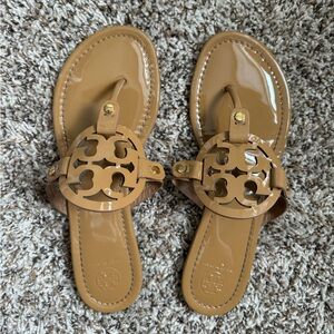 Tory Burch Miller Patent Sandal Tan, Women’s Size 9